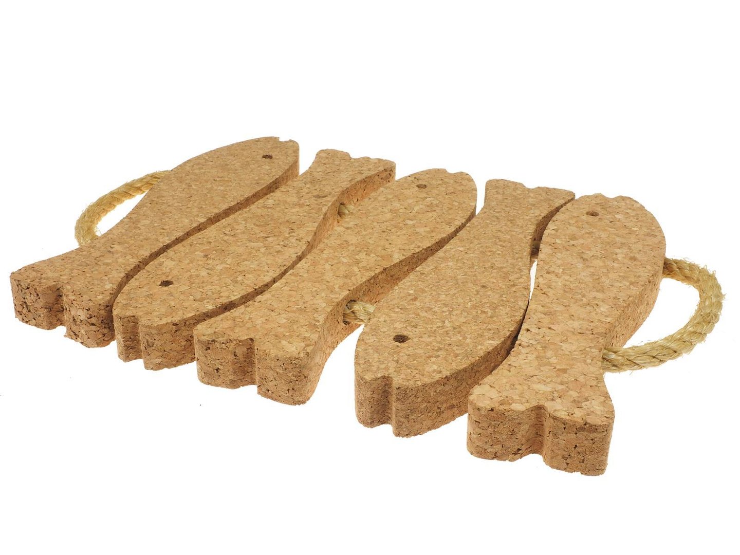 7860 5 Cork Pot Coasters With Rope Fish 1