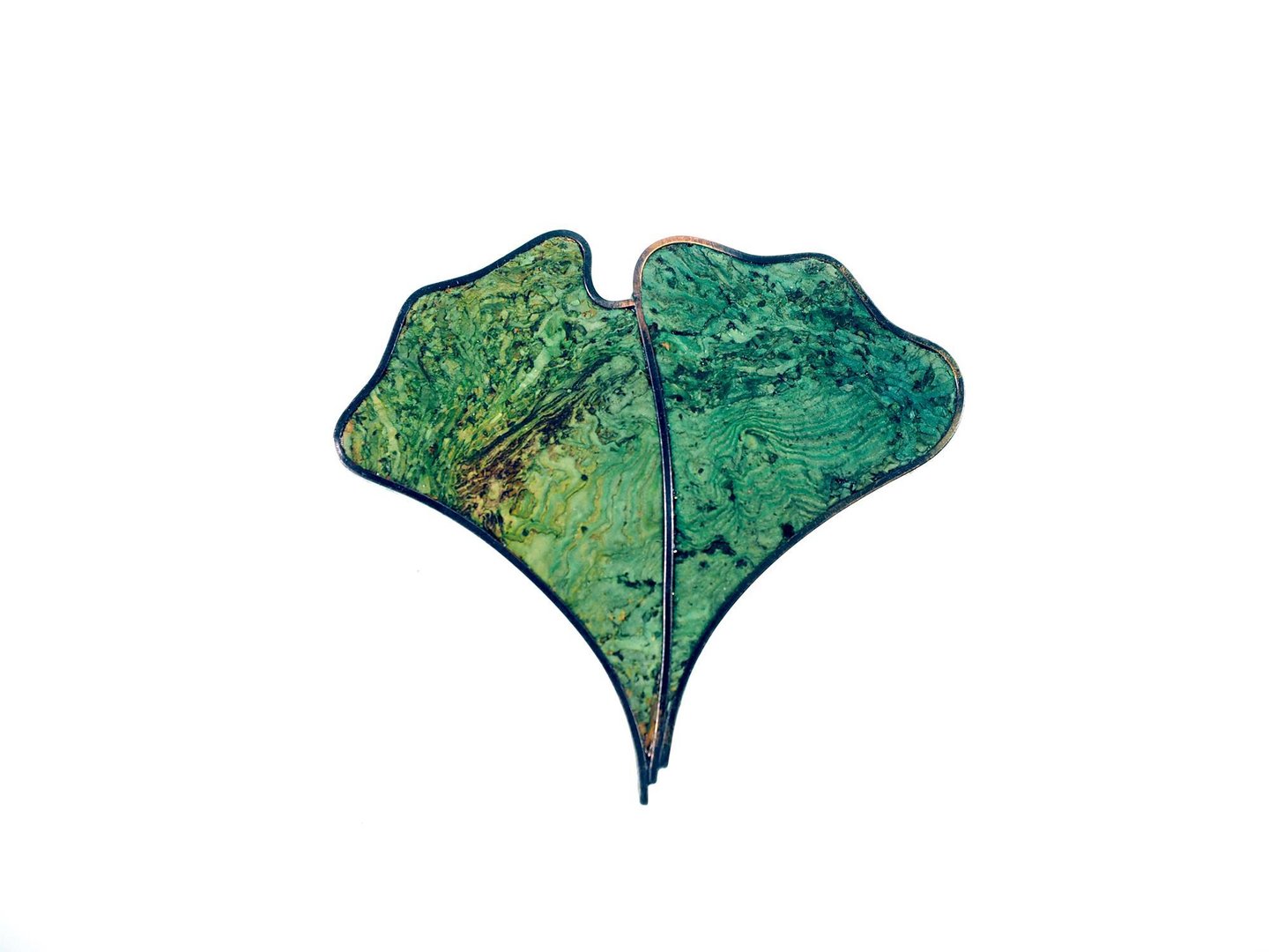 B U B 042.30 Gr Brooch Ginkgo leaf